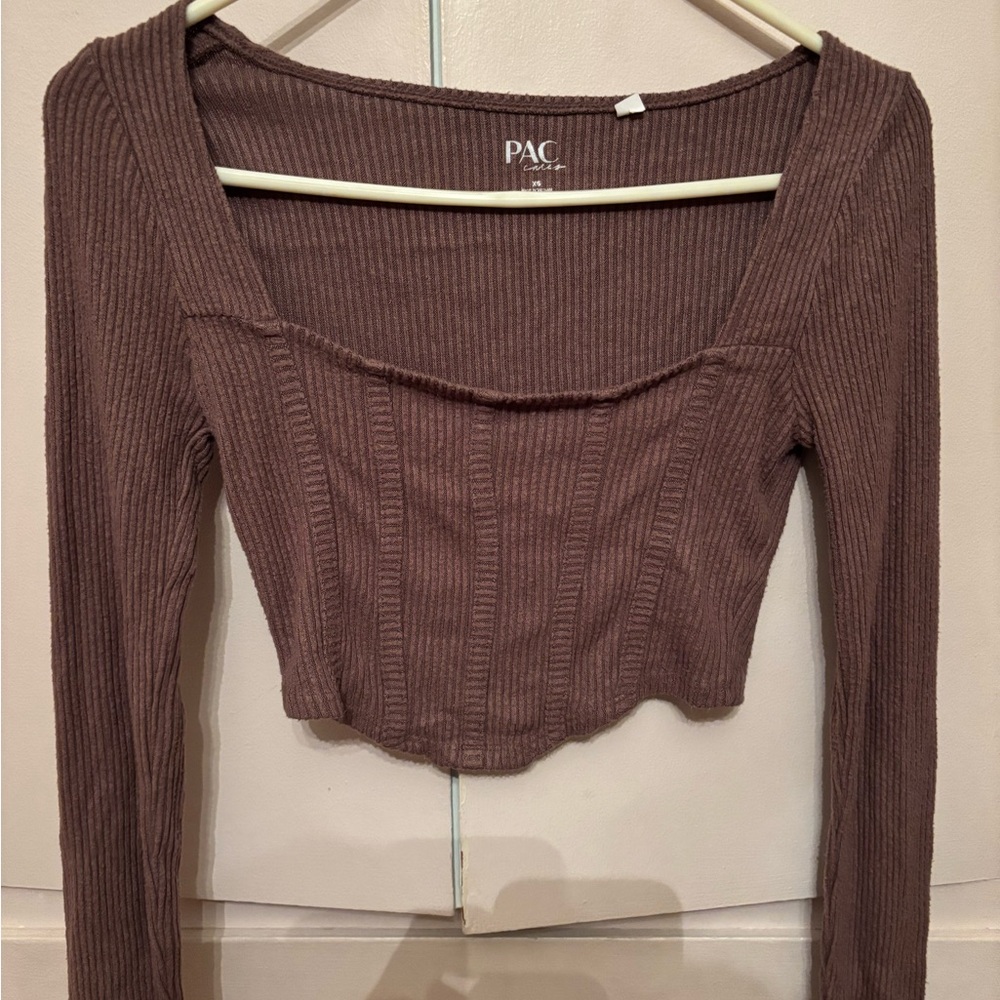 Women's Pacsun Ribbed Crop Top - Brown